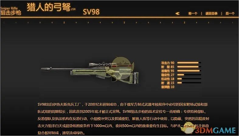 《战地之王》枪械属性一览