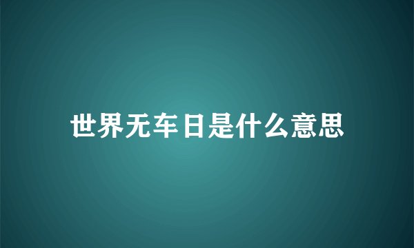 世界无车日是什么意思