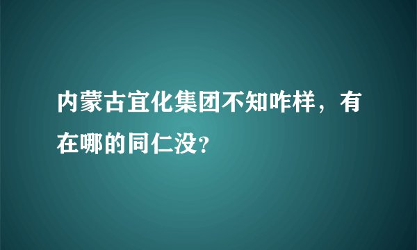 内蒙古宜化集团不知咋样，有在哪的同仁没？