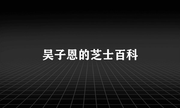 吴子恩的芝士百科