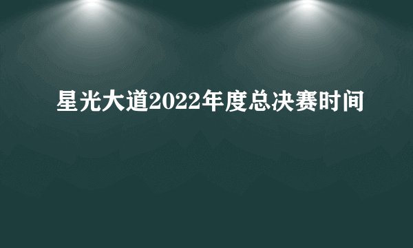 星光大道2022年度总决赛时间