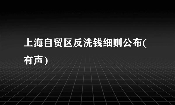 上海自贸区反洗钱细则公布(有声)