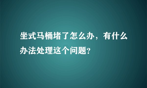 坐式马桶堵了怎么办，有什么办法处理这个问题？
