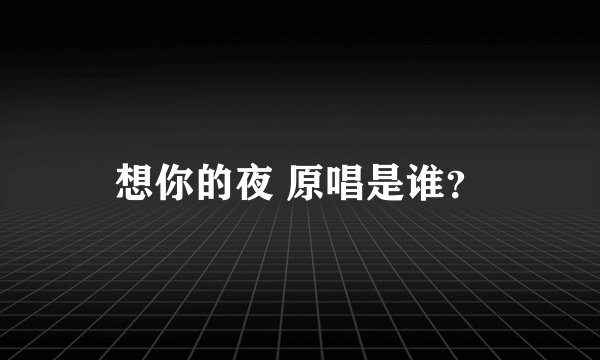 想你的夜 原唱是谁？