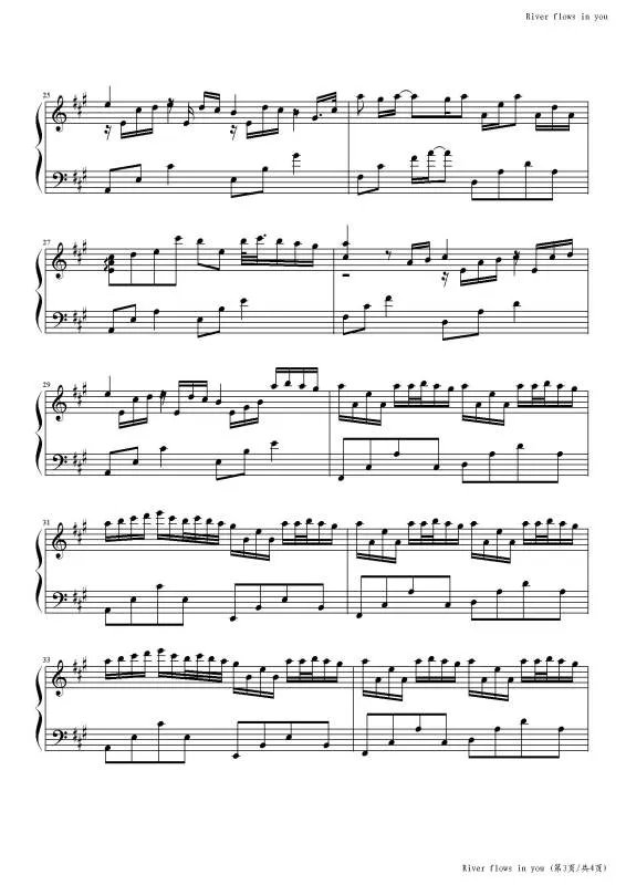 钢琴大神！！跪求river flows in you原版钢琴谱带指法的，谢了