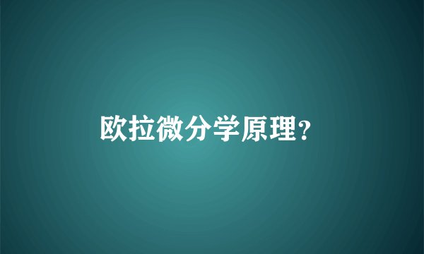 欧拉微分学原理？