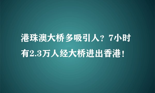 港珠澳大桥多吸引人？7小时有2.3万人经大桥进出香港！