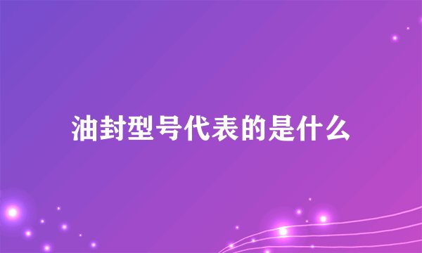 油封型号代表的是什么
