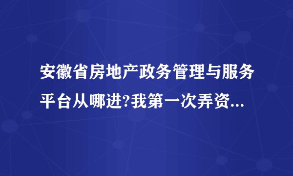 安徽省房地产政务管理与服务平台从哪进?我第一次弄资质年检，网上申报就更没弄过，哪位大侠指点一下