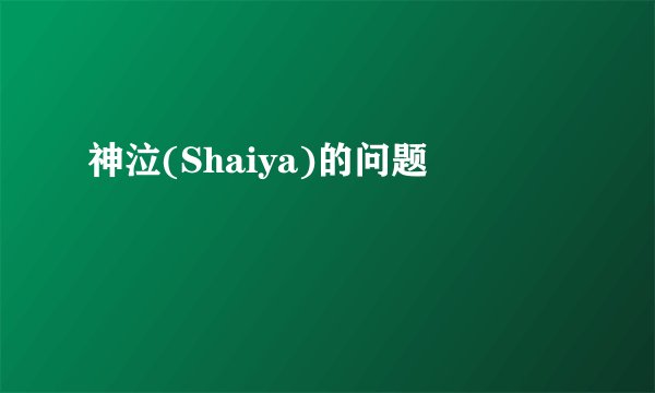 神泣(Shaiya)的问题