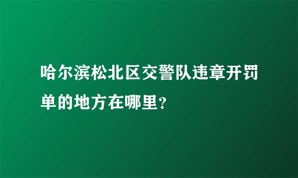 哈尔滨松北区交警队违章开罚单的地方在哪里？
