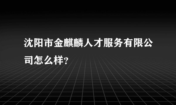 沈阳市金麒麟人才服务有限公司怎么样？