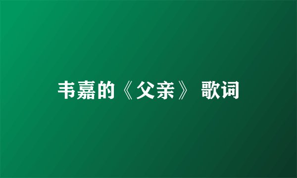 韦嘉的《父亲》 歌词