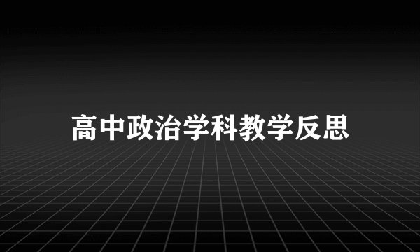 高中政治学科教学反思