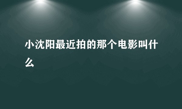 小沈阳最近拍的那个电影叫什么