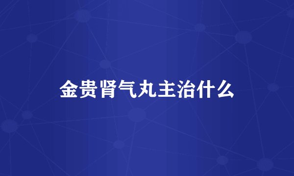 金贵肾气丸主治什么