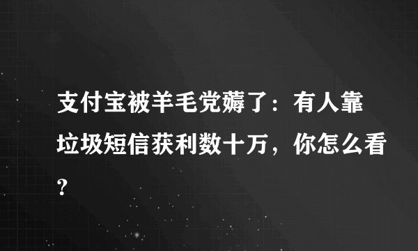 支付宝被羊毛党薅了：有人靠垃圾短信获利数十万，你怎么看？