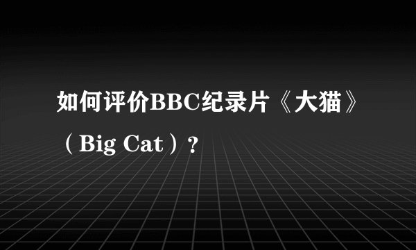 如何评价BBC纪录片《大猫》（Big Cat）？