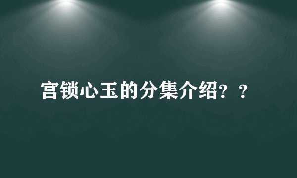 宫锁心玉的分集介绍？？