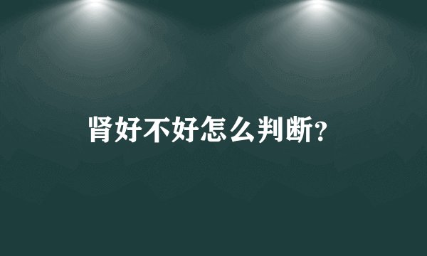 肾好不好怎么判断？