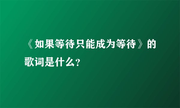《如果等待只能成为等待》的歌词是什么？