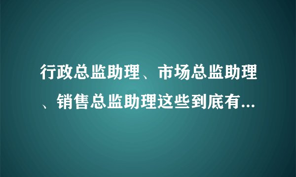 行政总监助理、市场总监助理、销售总监助理这些到底有什么区别啊，纠结....