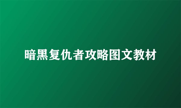 暗黑复仇者攻略图文教材