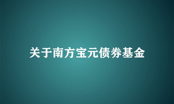 关于南方宝元债券基金