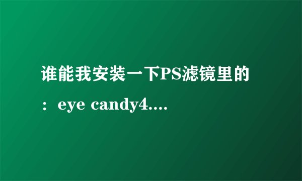 谁能我安装一下PS滤镜里的：eye candy4.0这个工具