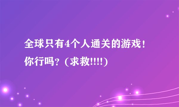 全球只有4个人通关的游戏！你行吗？(求救!!!!)