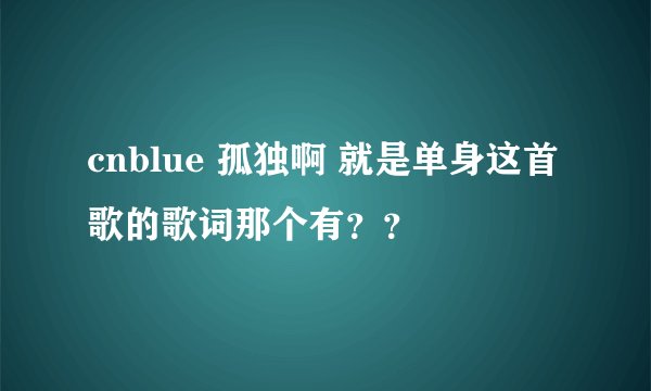 cnblue 孤独啊 就是单身这首歌的歌词那个有？？