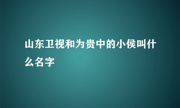 山东卫视和为贵中的小侯叫什么名字