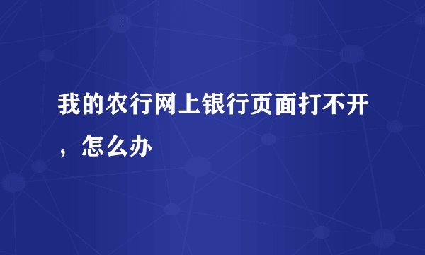 我的农行网上银行页面打不开，怎么办