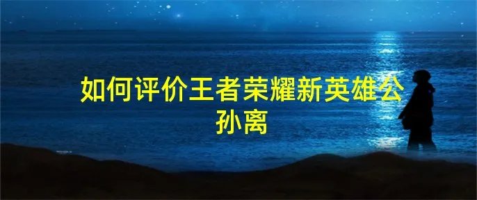 如何评价王者荣耀新英雄公孙离