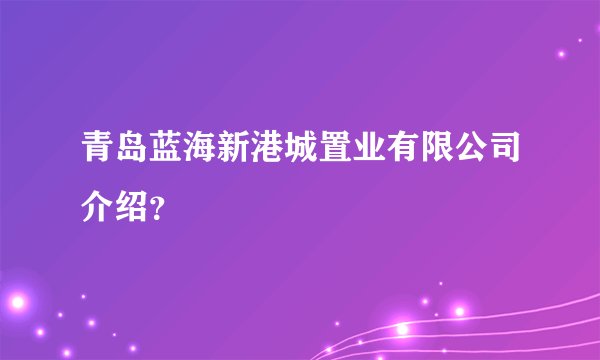 青岛蓝海新港城置业有限公司介绍？