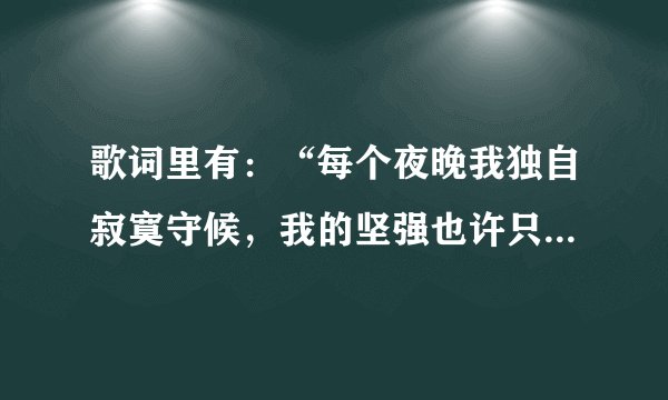 歌词里有：“每个夜晚我独自寂寞守候，我的坚强也许只有你才懂，假如现在你出现在我左右”，请帮忙，谢谢