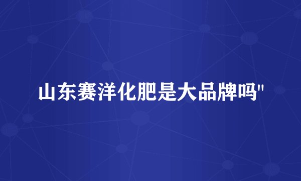 山东赛洋化肥是大品牌吗