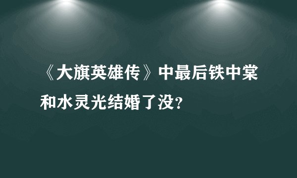 《大旗英雄传》中最后铁中棠和水灵光结婚了没？