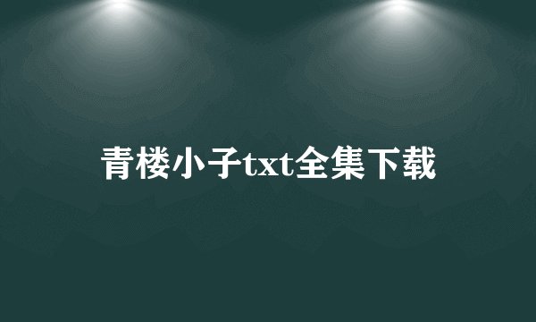 青楼小子txt全集下载