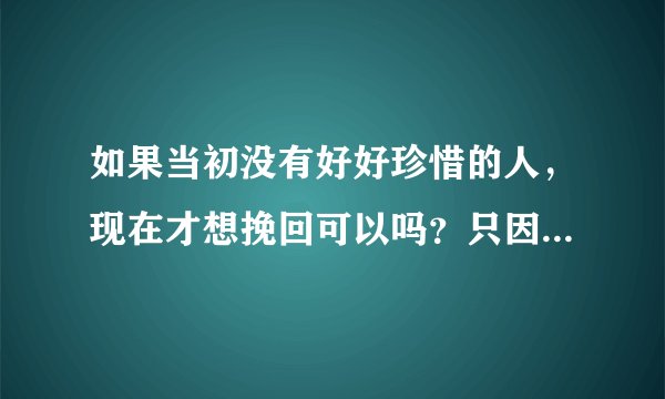 如果当初没有好好珍惜的人，现在才想挽回可以吗？只因我太傻，不明白他究竟对我有多重要？现在才明白，太晚了吗？为什么不给我一次机会？？