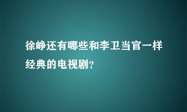 徐峥还有哪些和李卫当官一样经典的电视剧？