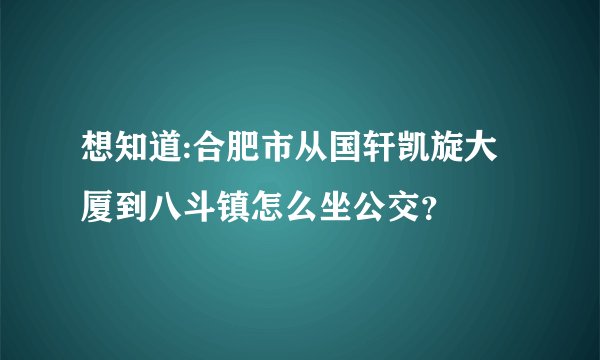 想知道:合肥市从国轩凯旋大厦到八斗镇怎么坐公交？