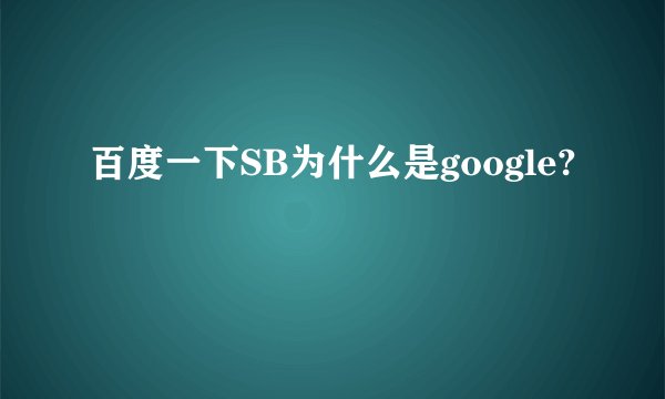 百度一下SB为什么是google?