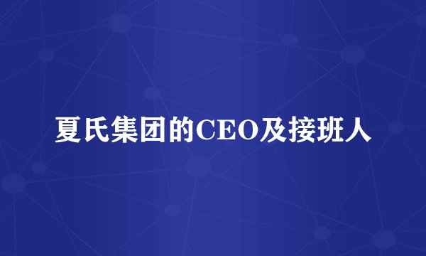 夏氏集团的CEO及接班人