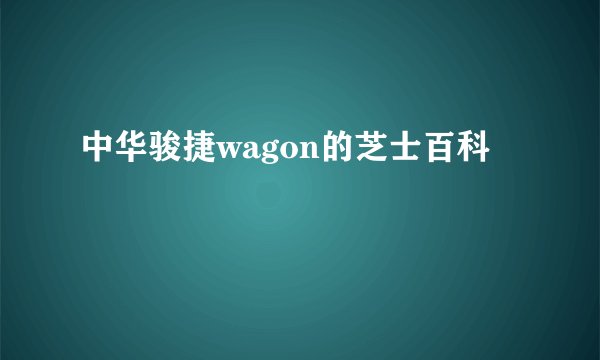中华骏捷wagon的芝士百科
