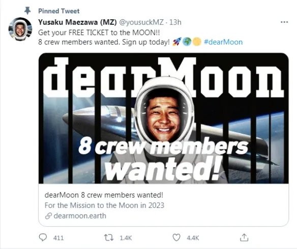 日本富豪免费邀请8人绕月飞行！只要满足两个条件