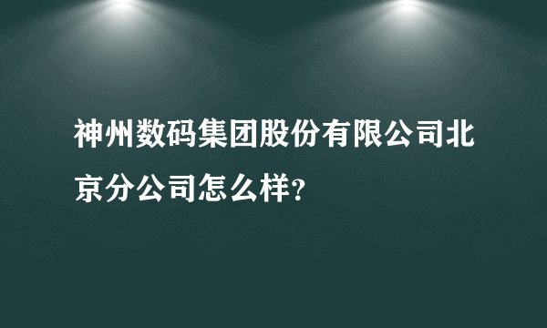 神州数码集团股份有限公司北京分公司怎么样？