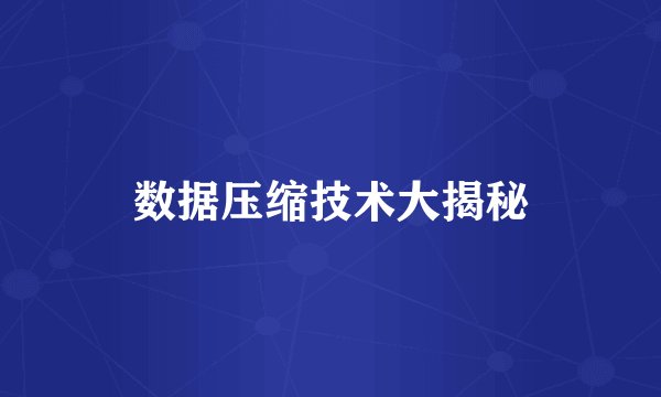 数据压缩技术大揭秘