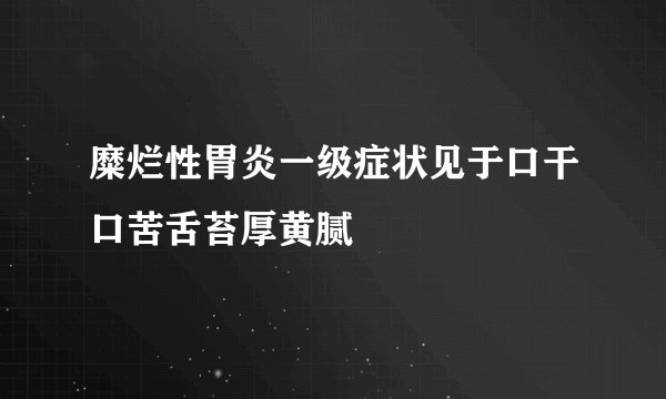 糜烂性胃炎一级症状见于口干口苦舌苔厚黄腻