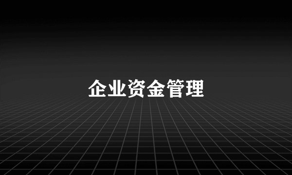 企业资金管理